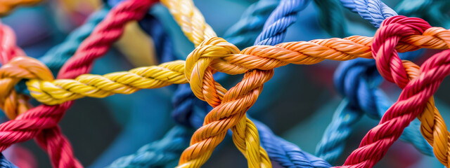 Network ropes with vibrant colors creating an intricate and dynamic design