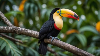 Obraz premium a toucan sitting on a tree branch