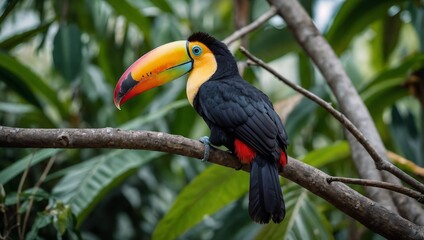 Obraz premium a toucan sitting on a tree branch