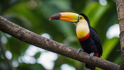 Naklejka premium a toucan sitting on a tree branch