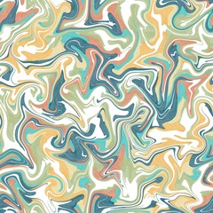 Seamless abstract pattern. Simple background with green, yellow, blue, pink, white texture. Digital brush strokes. Design for textile fabrics, wrapping paper, background, wallpaper, cover.
