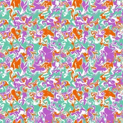 Seamless abstract pattern. Simple background with green, voilet, orange, white texture. Digital brush strokes background. Design for textile fabrics, wrapping paper, background, wallpaper, cover.