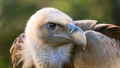 This image captures a close, detailed view of a european griffon vulture with a keen gaze