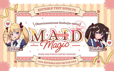 Japanese anime vtuber maid colorful text effects