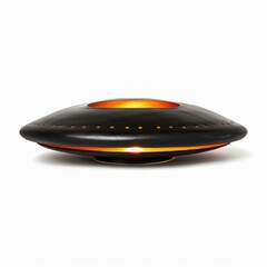 Medium shot of UFO, isolated on a white background, bright and vivid tonality 