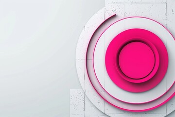 A simple yet striking design of white space and vibrant pink circles.