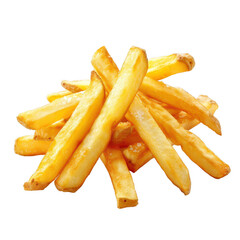 Crispy Golden Delicious French Fries with Salt on a White Background