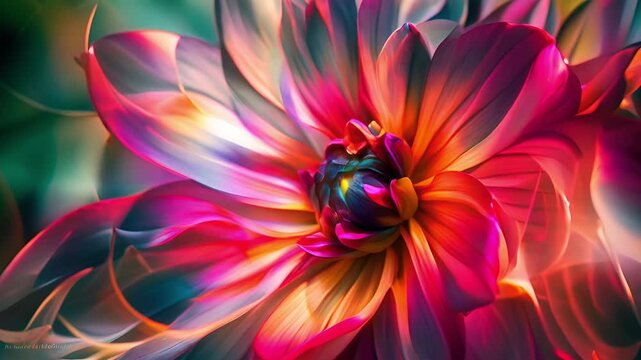 The shape of a lisianthus bloom, Galactic colors, Radiant, radiating, Neon colors light, Beautiful flower	
