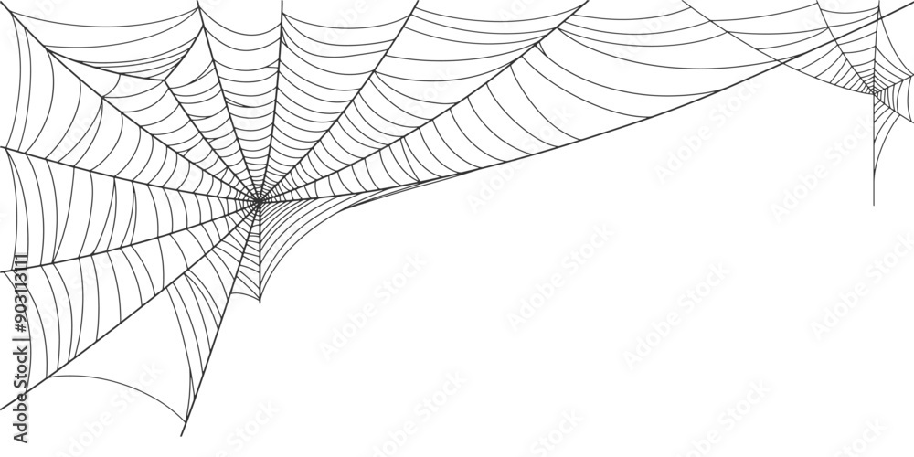 Wall mural illustration of a spider web halloween frame, spider web vector eps