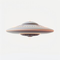 Medium shot of UFO, isolated on a white background, bright and vivid tonality 