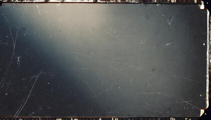 Vintage Scratched Film Strip with Light Leaks and Dust Particles Creating a Nostalgic and Cinematic Effect in Dark Tones