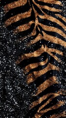Close-up of glittering gold and black tiger print pattern on fabric