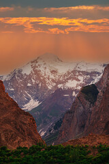 sunset over the mountains