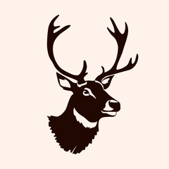 Deer head vector isolated, Hunting logo, Reindeer head isolated illustration, Wild animal, buck head silhouette