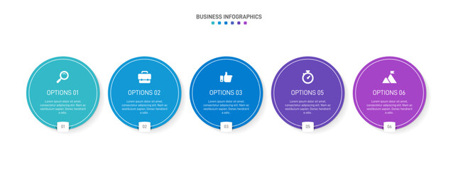 Horizontal progress bar featuring 5 arrow-shaped elements, symbolizing the five stages of business strategy and progression. Clean timeline infographic design template. Vector for presentation