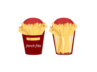 french fries on a white background.