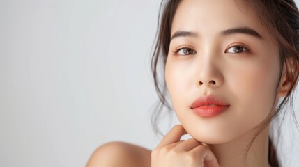 radiant asian woman after spa image beauty salon photo with space for text