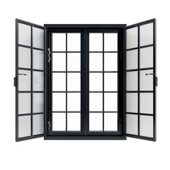Black metallic window. Isolated on transparent background.