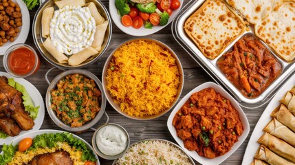 A vibrant assortment of delicious dishes showcasing flavors from various cuisines, perfect for food lovers and culinary enthusiasts.