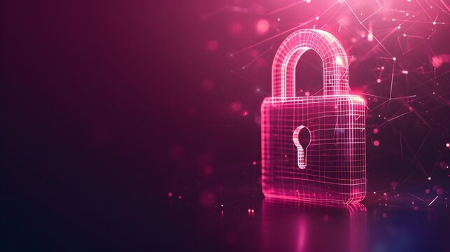 Secure Cryptocurrency Transaction with Blockchain Padlock Icon and Glowing Digital Elements