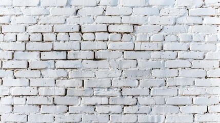 Obraz premium Rustic brick wall with weathered white paint, vintage background, aged architecture