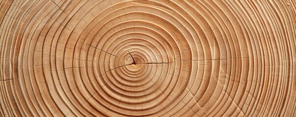 Fototapeta premium Cross-section of tree trunk showing growth rings, hardwood timber, natural texture