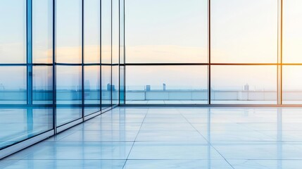Fototapeta premium Smooth glass wall with subtle reflections, minimal texture, modern architecture