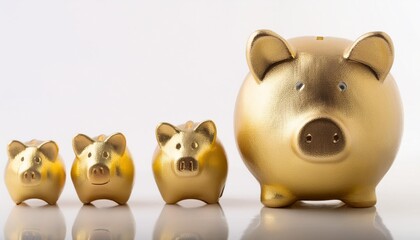 Pig piggy bank of different sizes meaning increase in wealth