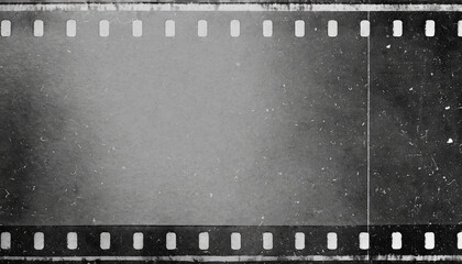Vintage 35mm Film Strip with Dust and Scratches. Blank Cinematic Frame for Retro Photography and Film Editing Projects