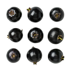 Blackcurrant berries. Isolated on transparent background.
