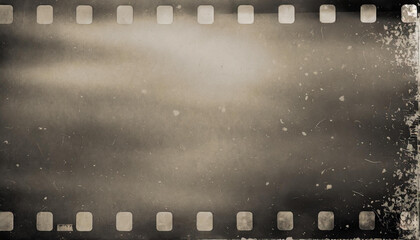 Vintage 35mm Film Strip with Dust and Scratches. Blank Cinematic Frame for Retro Photography and Film Editing Projects