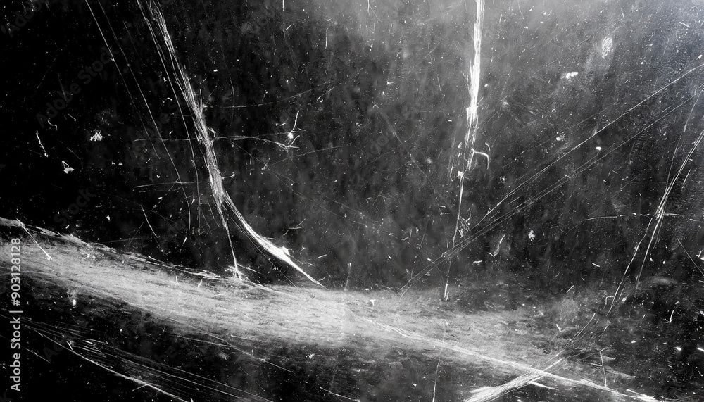 Poster Abstract Background Featuring Intricate White Scratches and Splatter Patterns on a Dark, Grunge Textured Surface