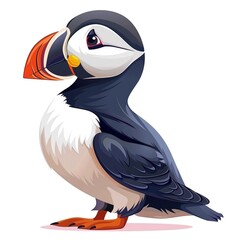Naklejka premium Puffin Trendy animal fashion cartoon isolated whitebackground 16:9