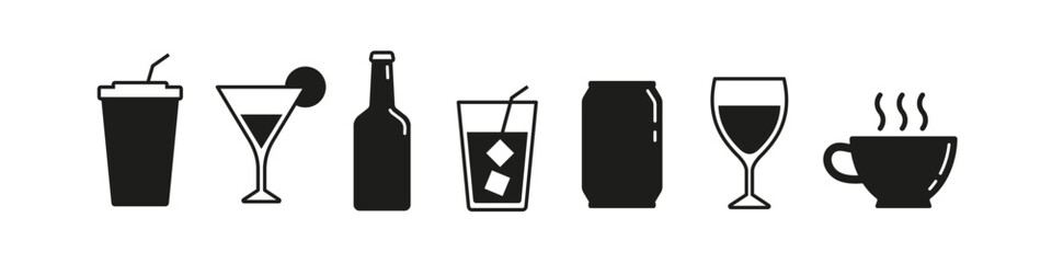 Beverage icon set. Drink icon.