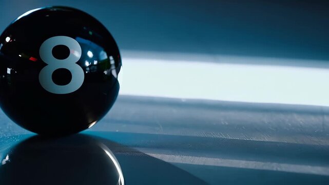 Black eight ball on a pool table