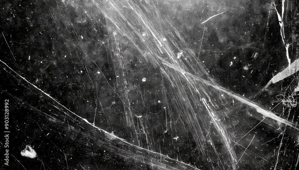 Aufkleber Abstract Background Featuring Intricate White Scratches and Splatter Patterns on a Dark, Grunge Textured Surface