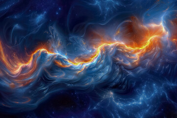 A blue and orange space with a long wave