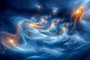 A painting of a wave with gold glitter on it