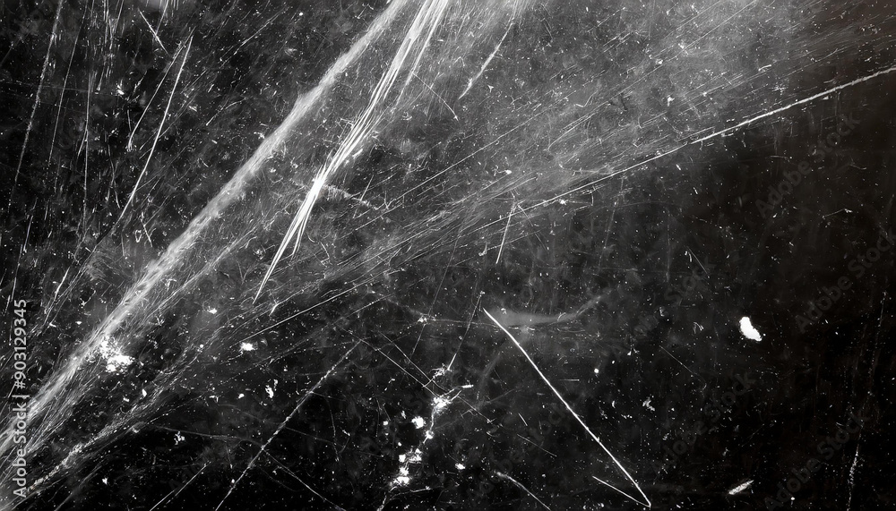 Aufkleber Abstract Background Featuring Intricate White Scratches and Splatter Patterns on a Dark, Grunge Textured Surface