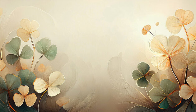 Carta da parati luminosa, carta decorativa pastello, foglie decorative, stampa, cartoncino colorato con spazio vuoto per testo o desideri, sfondo, illustrazione