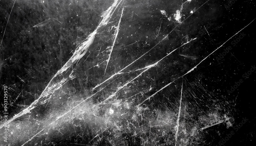 Aufkleber Abstract Background Featuring Intricate White Scratches and Splatter Patterns on a Dark, Grunge Textured Surface
