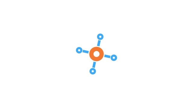Technology network connection, simple logotype animation, network icon, molecule icon design.