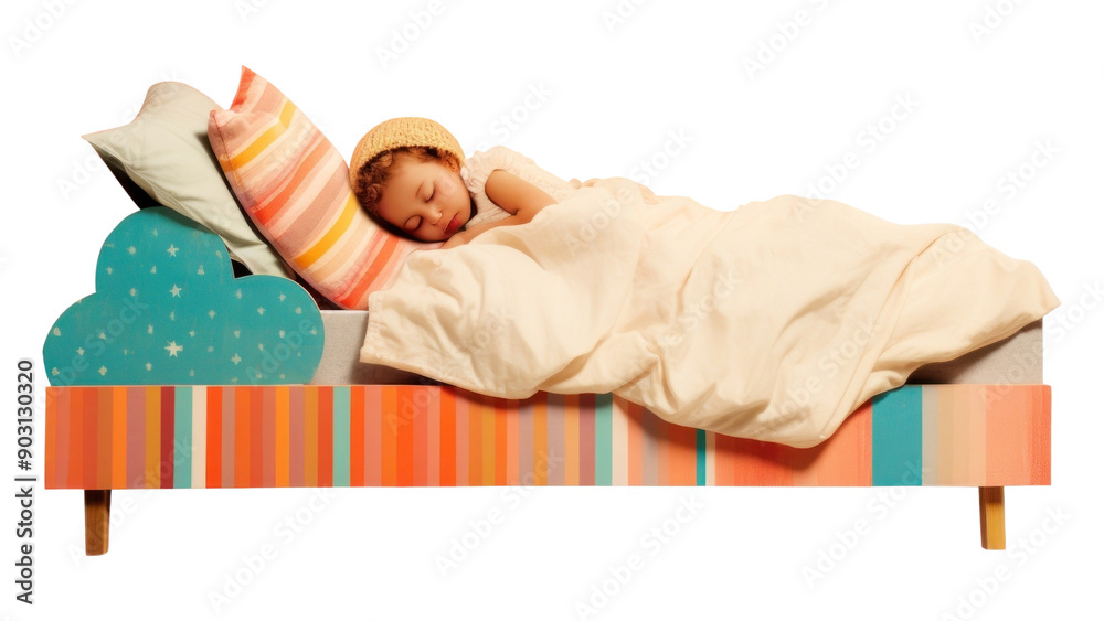 Wall mural png kid sleeping furniture blanket baby.