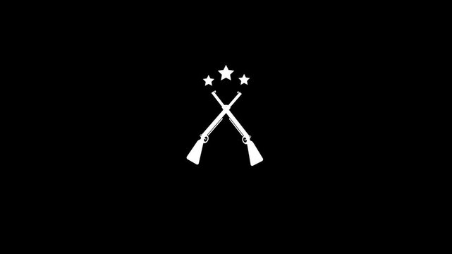 3 star shotgun silhouette Icon, crossed shotguns, hunting rifles, silhouette of shotgun.