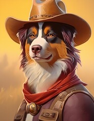 Australian shepherd close-up with clothing 