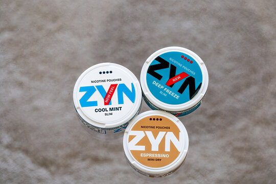 Stockholm, Sweden A collection of Zyn smokeless nicotine boxes