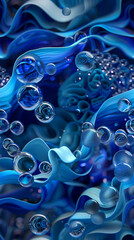 Abstract 3D texture background, seamless pattern, waves and bubbles. Horizontal banner for instagram story or tiktok 