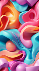 Abstract 3D texture background, seamless pattern, waves and bubbles. Horizontal banner for instagram story or tiktok 