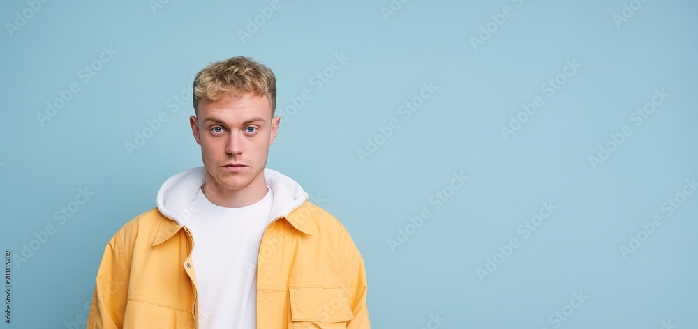 Wall mural A young man in a yellow jacket