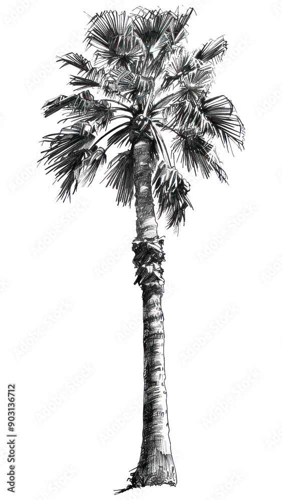 Poster png ink drawing california illustrated arecaceae sketch.